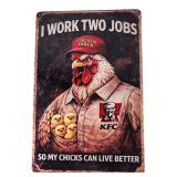 Novelty Rooster KFC Parody Metal Sign 12x8