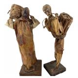 Pair of Folk Art Papier-Mache Figures, 12 in.