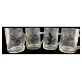 Set of 4 Clear Glass Game Bird Mugs