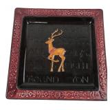 Ceramic Christmas Reindeer Square Plate 9"