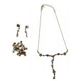 Vintage Rhinestone Y-Necklace & Earrings Set
