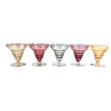 Set of 5 Iridescent Stepped Glass Sherbets