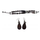 Brighton Wood Beaded Bracelet & Earrings Set