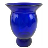 Cobalt Blue Glass Pedestal Vase 9x6