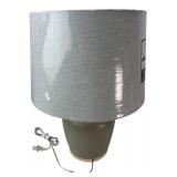Gray Ceramic Table Lamp with Linen Shade