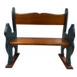 Folk Art Style Wood Cat Bench