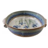 Signed Studio Pottery Floral Handled Bowl 12"