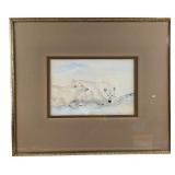 M. Vance Polar Bear Watercolor Painting 1983
