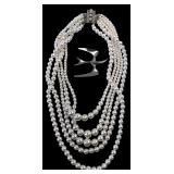 Sarah Coventry Faux Pearl Necklace & Bird Brooch