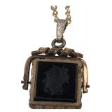 Victorian Style Intaglio Spinner Fob Necklace