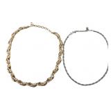 Trifari Faux Pearl & Braided Chain Necklaces