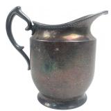 Silverplate Water Pitcher with Beaded Rim