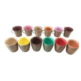 12 Vintage Raffia Insert Plastic Cups & Mugs