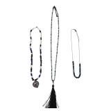 Lot of 3 Beaded Necklaces Glass Heart & Tassel
