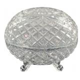 Clear Glass Diamond Pattern Footed Lidded Dish