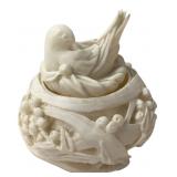Carved Alabaster Bird Nest Candle Holder