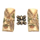 Antique Asian Carved Bone Dragonfly Beads