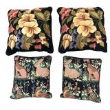 Set of 4 Tapestry & Needlepoint Throw Pillows...