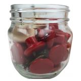 22 Red  plastic & White Porcelain Cabinet Knobs...