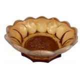 Amber Pressed Glass Grape Pattern Bowl 6"
