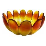 Mid-Century Amberina Art Glass Petal Bowl