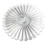Clear Pressed Glass Ribbed Serving Platter 13.5in