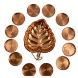 Venetian & Fantasy Copper Leaf Dish & 12 Coasters