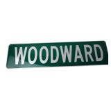 Green Woodward Metal Street Sign 15.75x4"