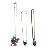 Lot of 3 Fashion Necklaces Charm & Enamel