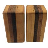 Mixed Wood Salt and Pepper Shakers 4" H