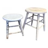 Two Vintage Painted Wooden Stools