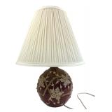 Vintage Red Ceramic Floral Relief Table Lamp