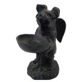 Winged Pig Resin Figurine Holding Bowl