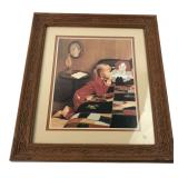 Framed Print Girl Praying with Raggedy Ann Doll