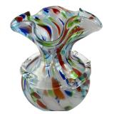 Murano Style Splatter Art Glass Vase
