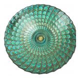 Teal Metallic Patterned Glass Centerpiece Bowl