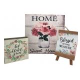 Belle Maison Floral Decorative Signs Set of 3