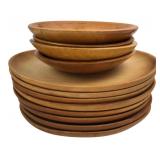 Parrish Turned Wood Plates & Bowls Set