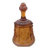 Amber Pressed Pattern Glass Bell 6" H
