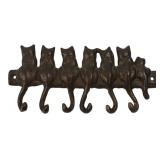 Cast Iron Six Cat Wall Hook Rack
