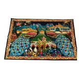 Printed Velvet Peacock Textile Wall Hanging