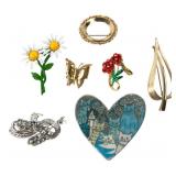 Vintage Mixed Costume Brooches Lot of 7