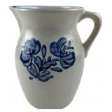 Grey Stoneware Pitcher Blue Floral Motif