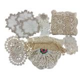 Assorted Crocheted Lace Doilies & Runner