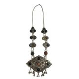Vintage Tribal Silver-Tone Cabochon Necklace