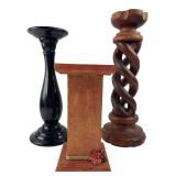 Three Assorted Wooden Candle Holders