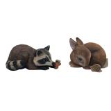 Deborah Bell Jarett Raccoon & Rabbit Figurines