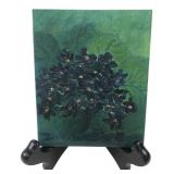 Bernice J. Signed Violets Oil Painting 4x5