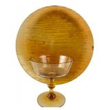 Amber Glass 10-Inch Plate and Stemmed Compote