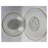 Clear Glass Bowl & Plate; Gold Rim,Frosted...